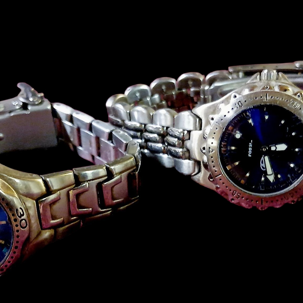 Fossil Silver and Blue Men's Watch